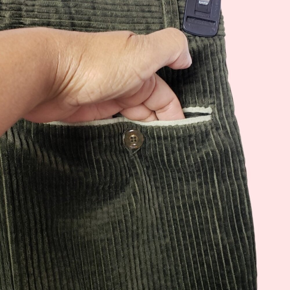 Vitto Niero Vintage Green Olive Corduroy Pants Size 29 - Picture 6 of 16